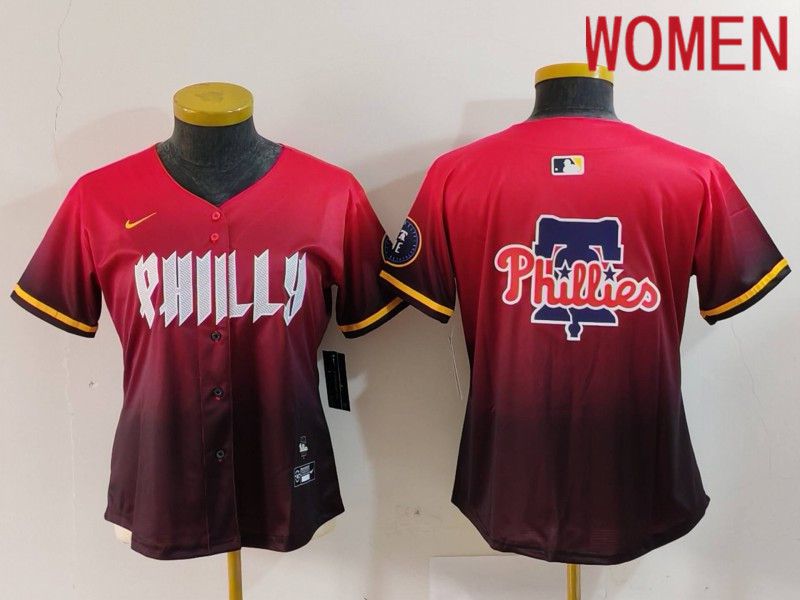 Women Philadelphia Phillies Blank Red City Edition 2024 Nike MLB Jersey style 5